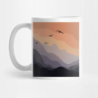 Minimal Hilly Sunrise Landscape Digital Illustration Mug